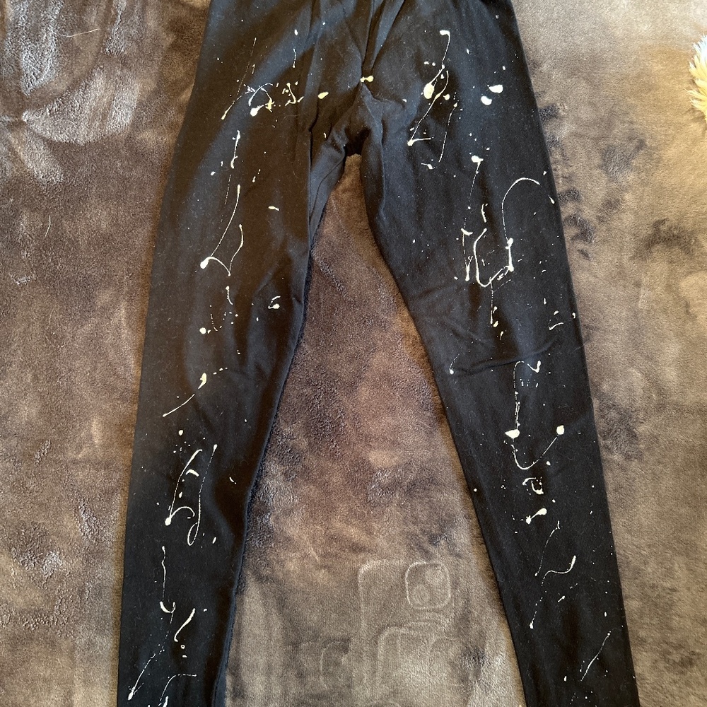 Girls Black Splatter Leggings Size 10-12